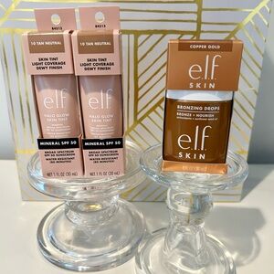 e.l.f. Summer Glow SPF 50 Skin Tint Set | Tan Neutral + Bronzing Drops - NIB